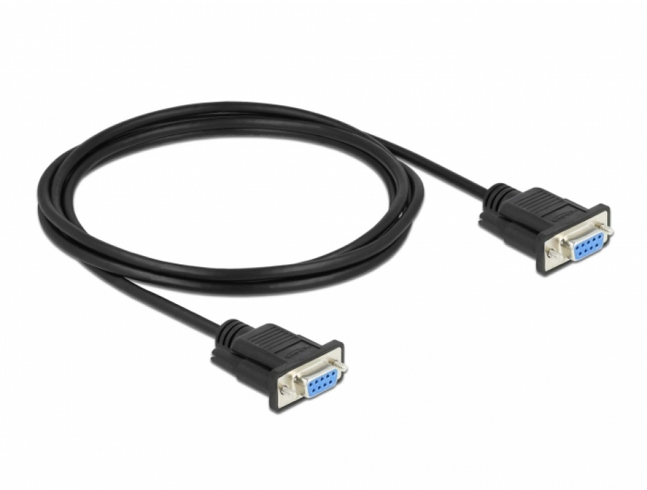 Imagine Cablu Serial RS-232 D-Sub 9 pini la D-SUB 9 pini null modem CTS/RTS auto control M-M 2m, Delock 8778