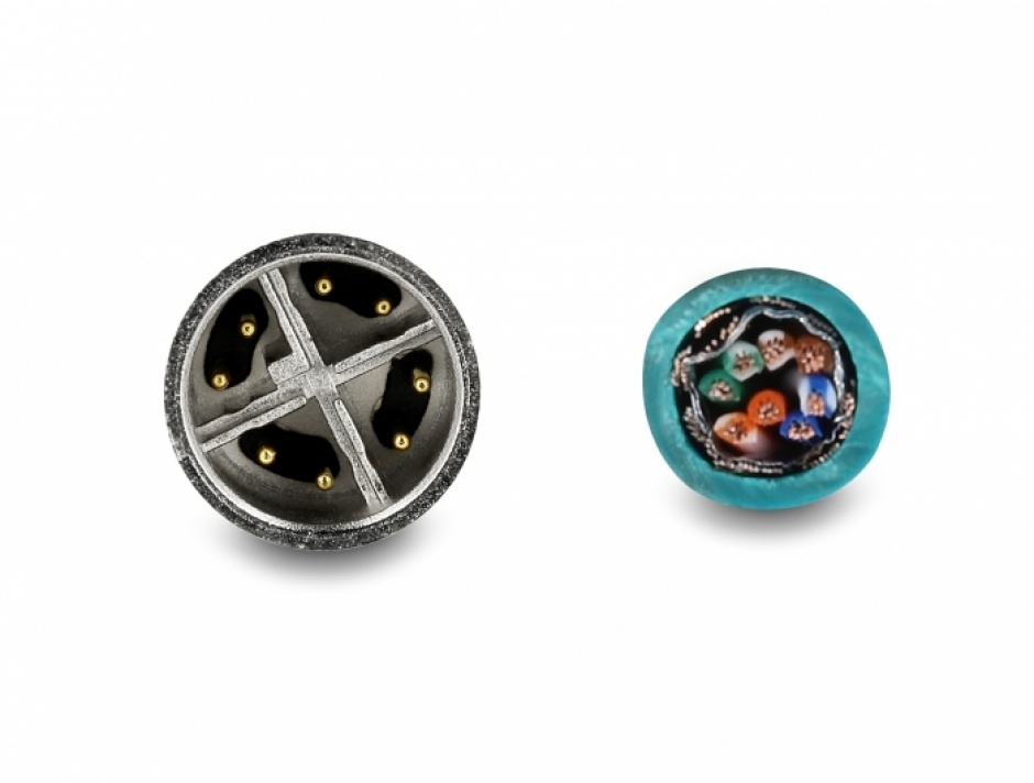 Imagine Cablu de retea M12 8 pini X-coded la fire deschise TPU 5m, Delock 87854