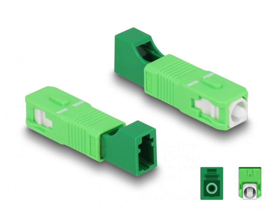Imagine Adaptor fibra optica Hybrid SC Simplex la LC Simplex T-M Verde, Delock 87940