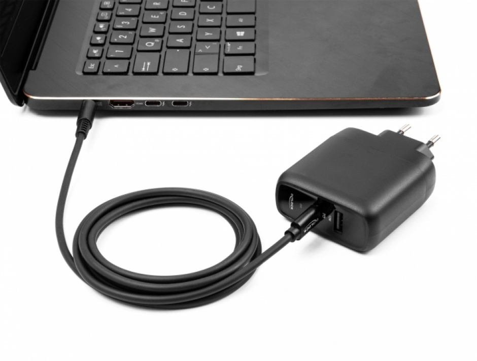 Imagine Cablu de alimentare laptop USB type C la HP 7.4 x 5.0 mm 20V/3A 1.5m, Delock 87972