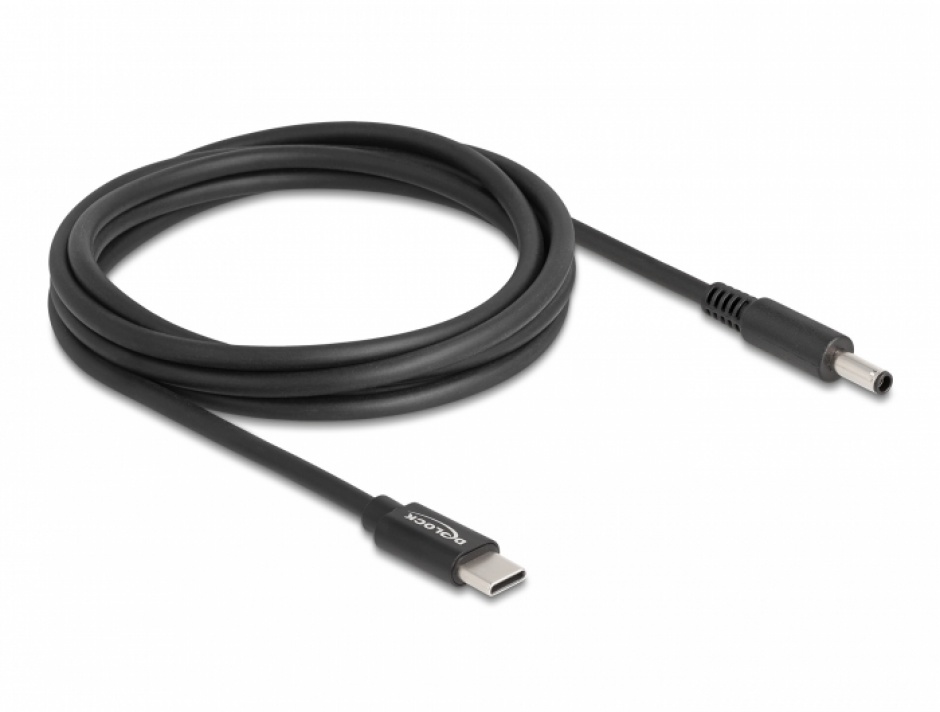 Imagine Cablu de alimentare laptop USB type C la Dell 4.5 x 3.0 mm 20V/3A 1.5m, Delock 87974