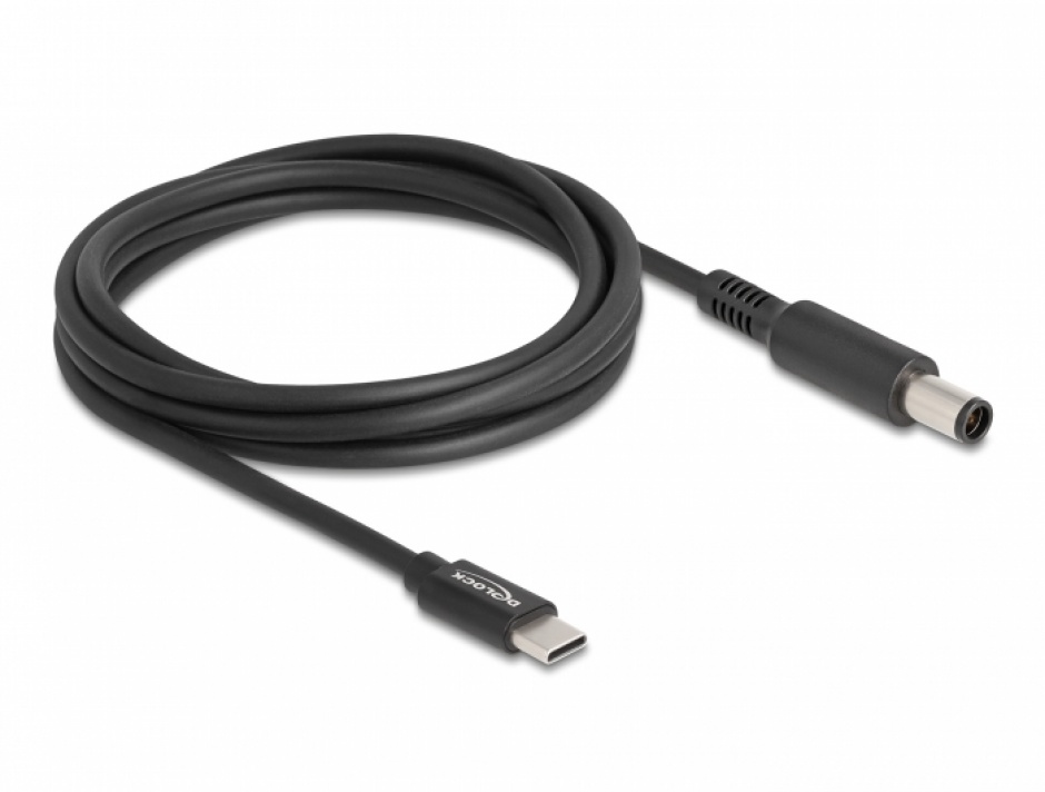 Imagine Cablu de alimentare laptop USB type C la Dell 7.4 x 5.0 mm 20V/3A 1.5m, Delock 87975