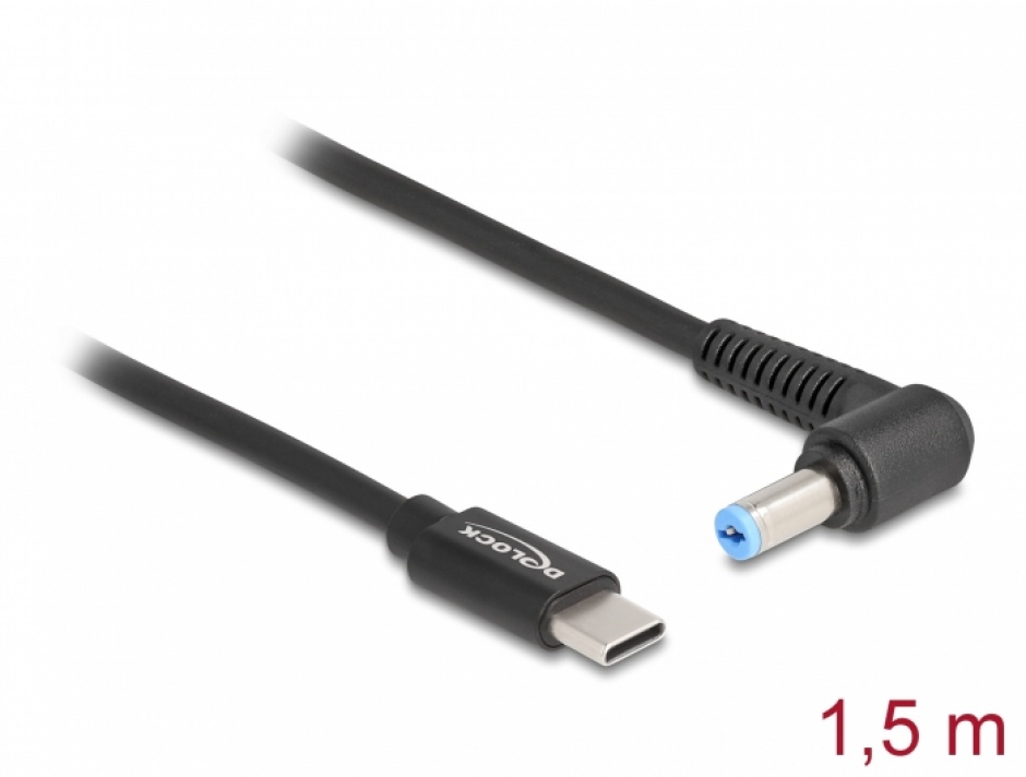 Imagine Cablu de alimentare laptop USB type C la Acer 5.5 x 1.7 mm 20V/3A 1.5m, Delock 87976