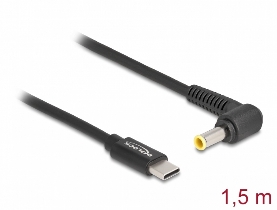 Imagine Cablu de alimentare laptop USB type C la Samsung 5.5 x 3.0 mm 20V/3A 1.5m, Delock 87980
