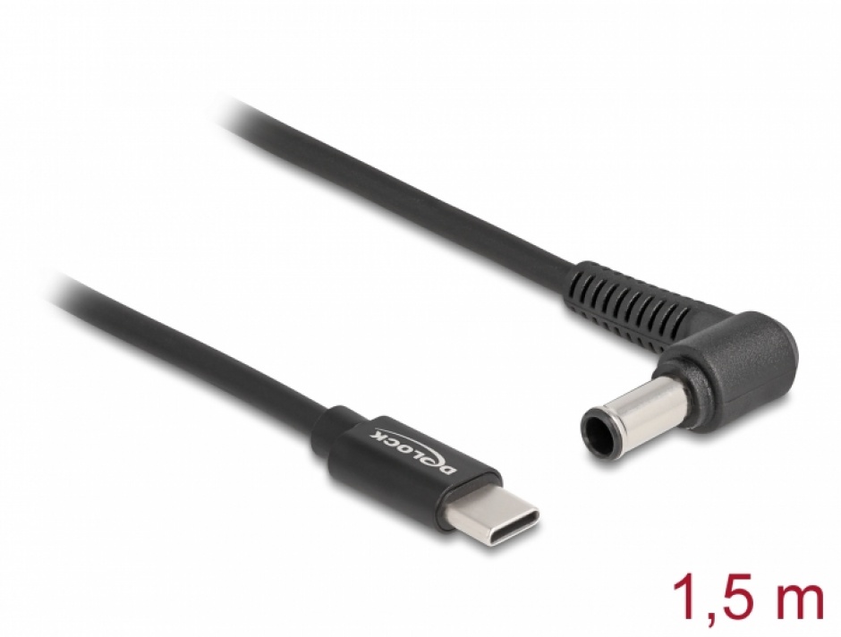 Imagine Cablu de alimentare laptop USB type C la Sony 6.0 x 4.3 mm 20V/3A 1.5m, Delock 87981