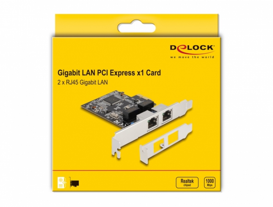 Imagine PCI Express la 2 x RJ45 Gigabit LAN RTL8111, Delock 88615