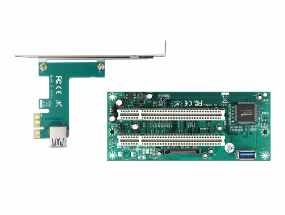 Imagine Riser Card PCI Express la 2 x slot PCI 32 Bit cu cablu 60cm, Delock 90066