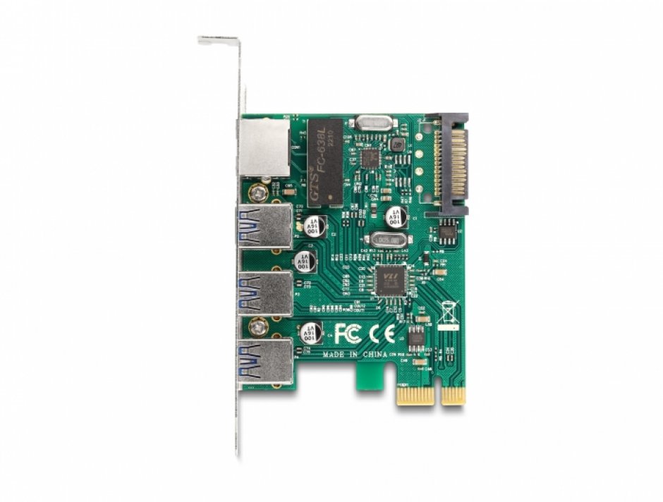 Imagine PCI Express la 3 x USB-A 3.1 + 1 x Gigabit LAN, Delock 90105