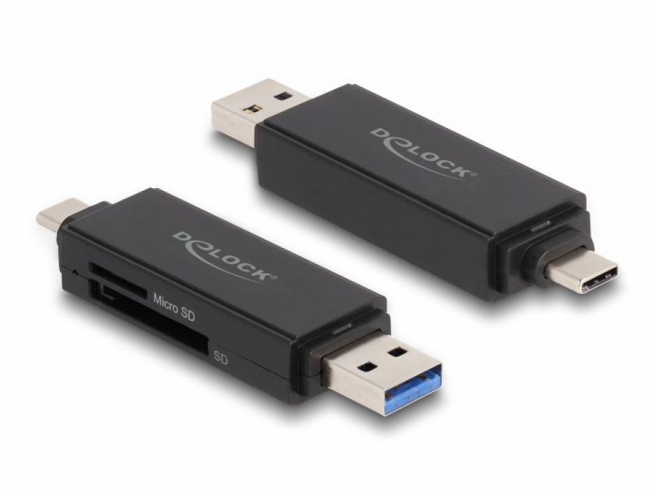 Imagine Cititor de carduri USB 3.2 Gen1-A + type C la micro SD/SD, Delock 91004