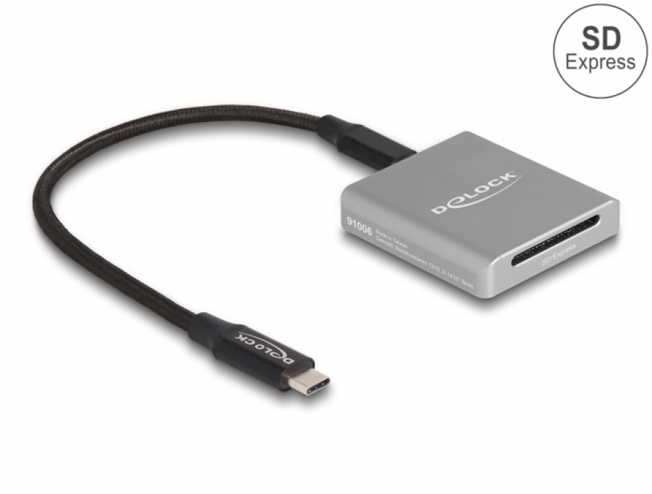 Imagine Cititor de carduri USB Type C pentru SD Express (SD 7.1), Delock 91006