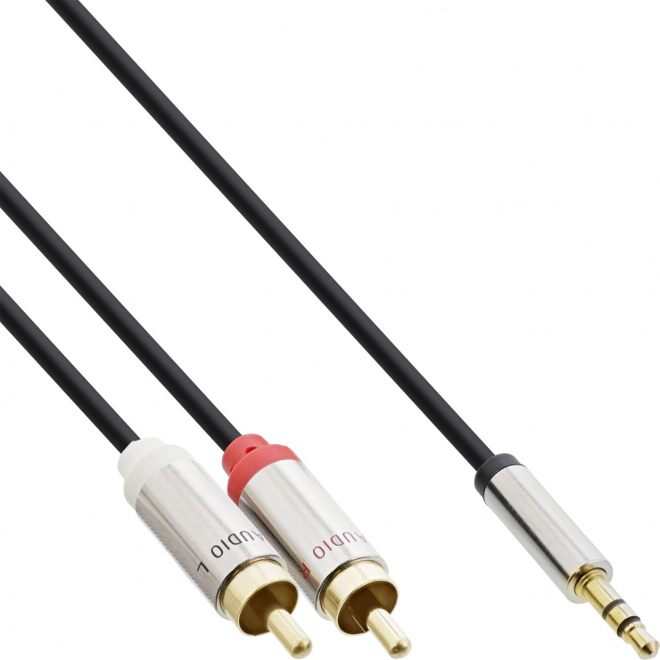 Imagine Cablu audio slim jack stereo 3.5mm la 2 x RCA T-T 1m, InLine S-99241