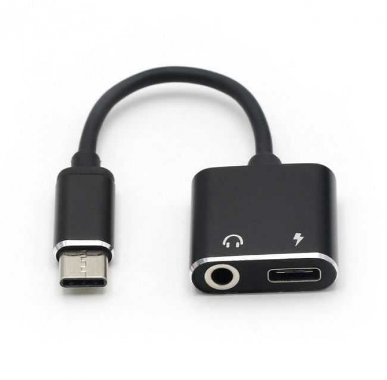 Imagine Adaptor USB type C la USB type C + jack 3.5mm T-M, ADAPT-USBC-3.5MM/USBC-01BK-WL