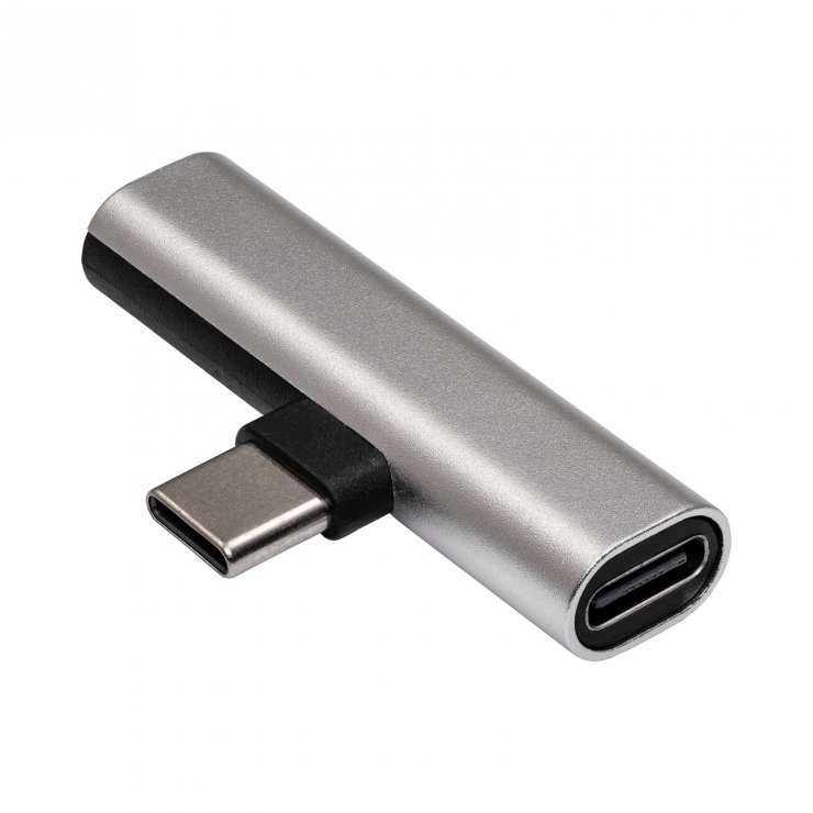 Imagine Adaptor USB type C la USB type C (alimentare) + jack audio 3.5mm T-M, Akyga AK-AD-71