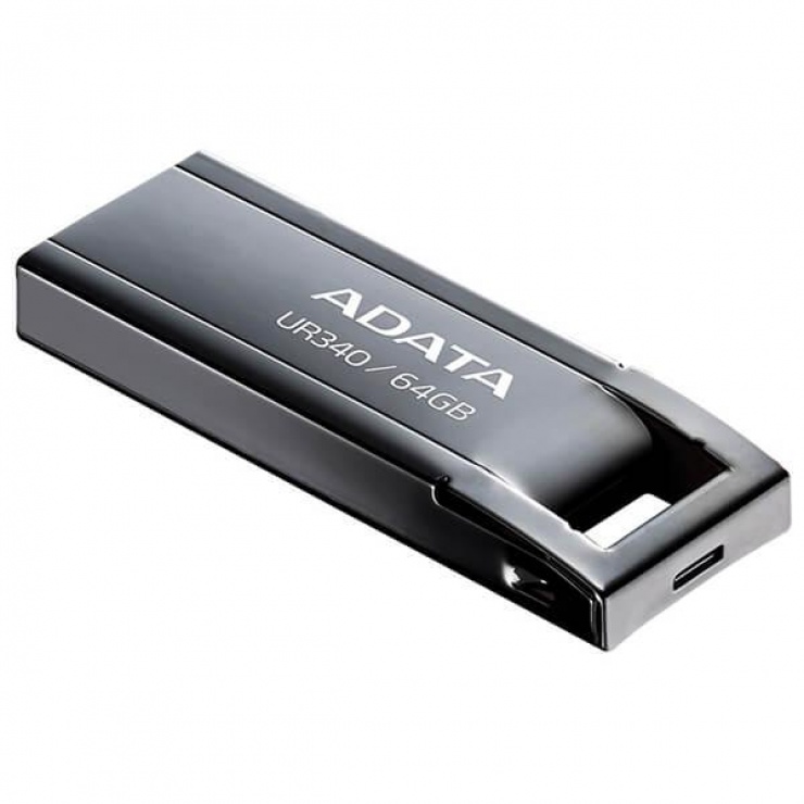Imagine Stick USB 3.2 UR340 64GB metalic Negru, A-DATA AROY-UR340-64GBK