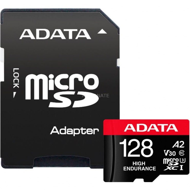 Imagine Card de memorie micro SDXC 128 GB clasa 10 + adaptor SD, A-DATA AUSDX128GUI3V30SHA-RA1