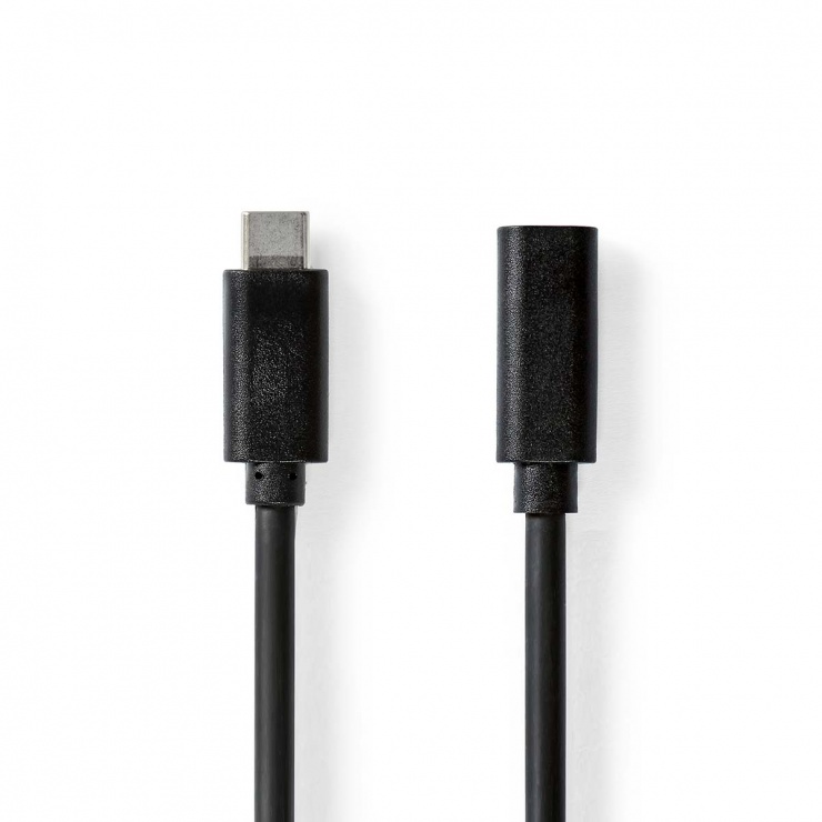 Imagine Cablu prelungitor USB 3.2 Gen1 type C T-M 1m Negru, Nedis CCGP64010BK10