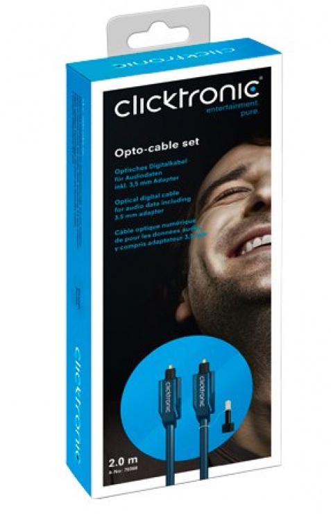 Imagine Cablu audio optic digital Toslink cu adaptor mini Toslink 0.5m, Clicktronic CLICK70365