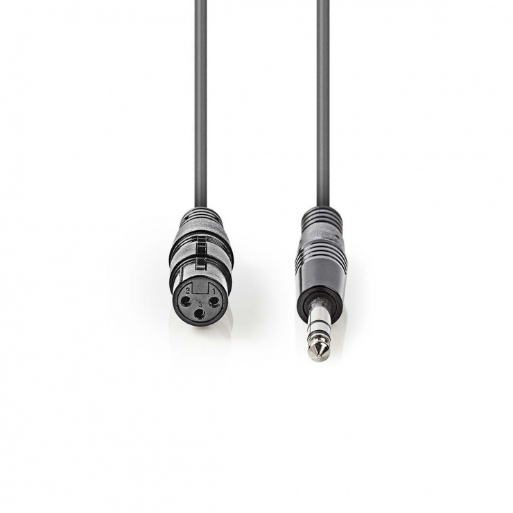 Imagine Cablu XLR 3 pini la jack stereo 6.35mm M-T 1.5m Gri, Nedis COTH15110GY15