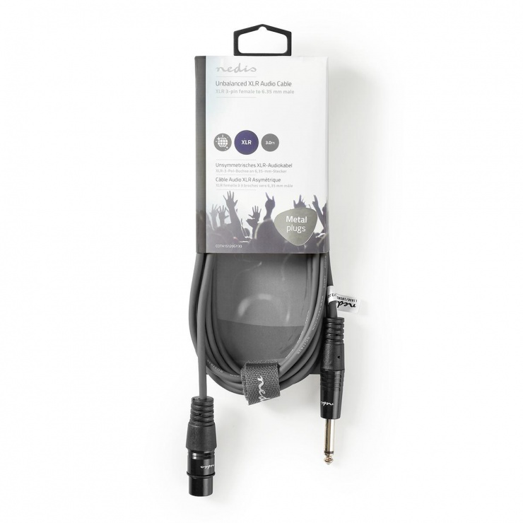 Imagine Cablu audio XLR 3 pini la jack 6.35mm M-T 3m, Nedis COTH15120GY30