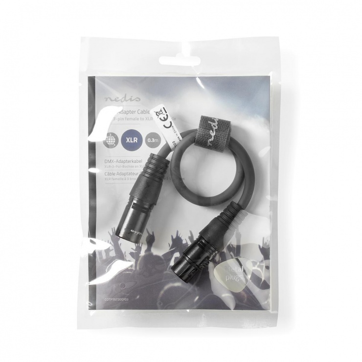 Imagine Adaptor XLR 3 pini la XLR 5 pini M-T 0.3m, Nedis COTP15720GY03