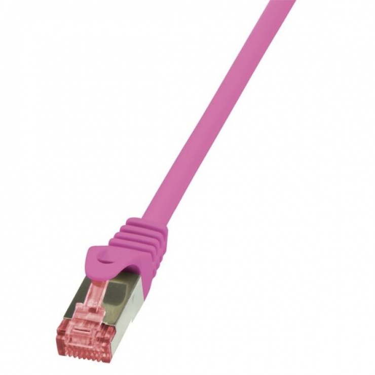 Imagine Cablu de retea RJ45 S/FTP cat.6 1m LSOH Roz, Logilink CQ2039S