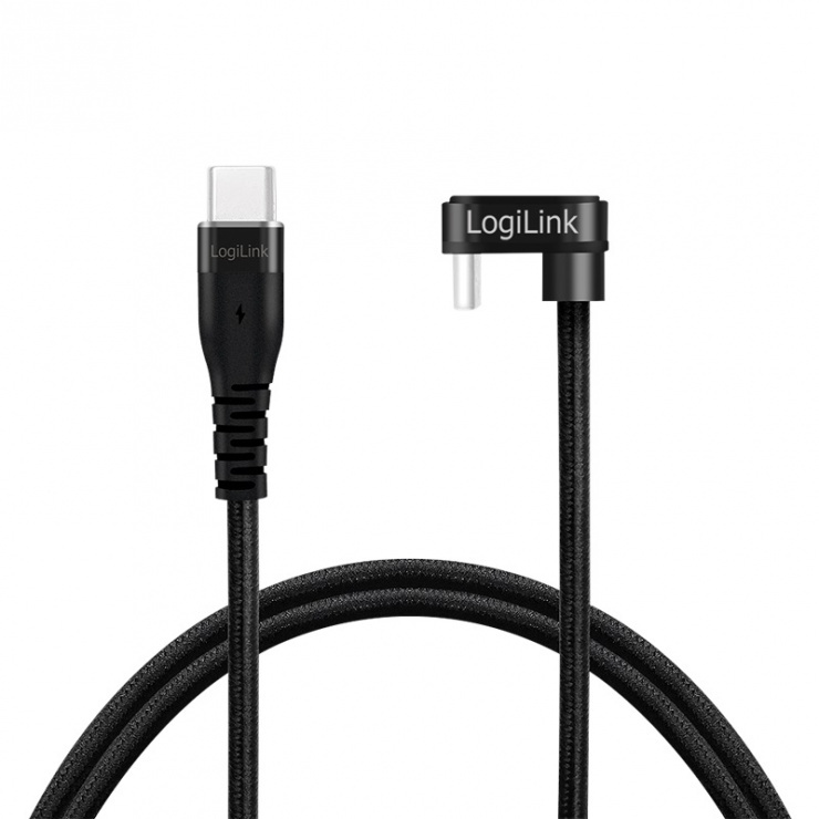 Imagine Cablu USB 2.0 type C drept/unghi 180 grade T-T 2m, Logilink CU0191