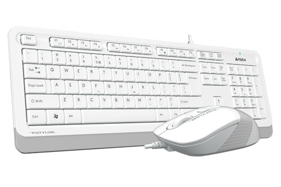 Imagine Kit Tastatura + mouse A4Tech Fstyler USB Alb/Gri, F1010-W (include timbru verde 0.1 lei)