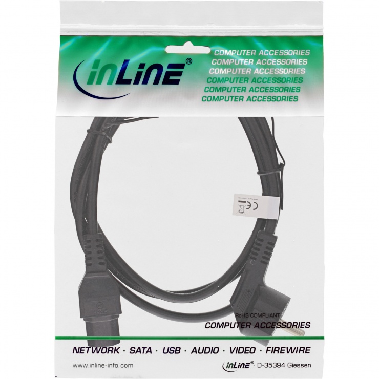Imagine Cablu de alimentare Schuko la IEC C15 2m Negru, InLine IL16810D
