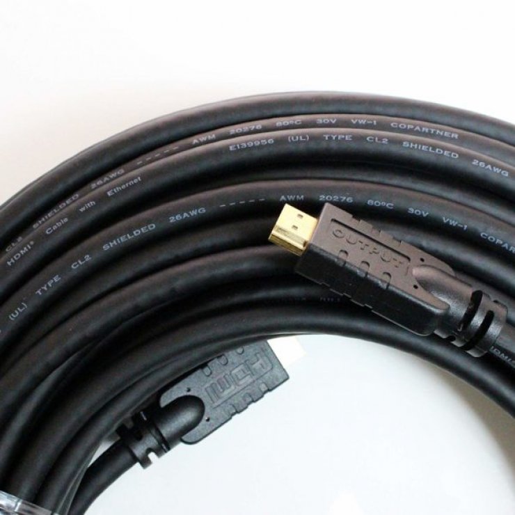 Imagine Cablu HDMI cu amplificare 4K@60Hz 10m T-T Negru, kphdm2r10