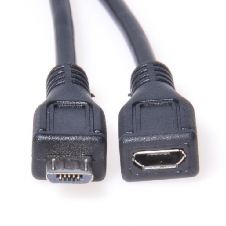 Imagine Cablu prelungitor micro USB 2.0 T-M 2m Negru, ku2me2f