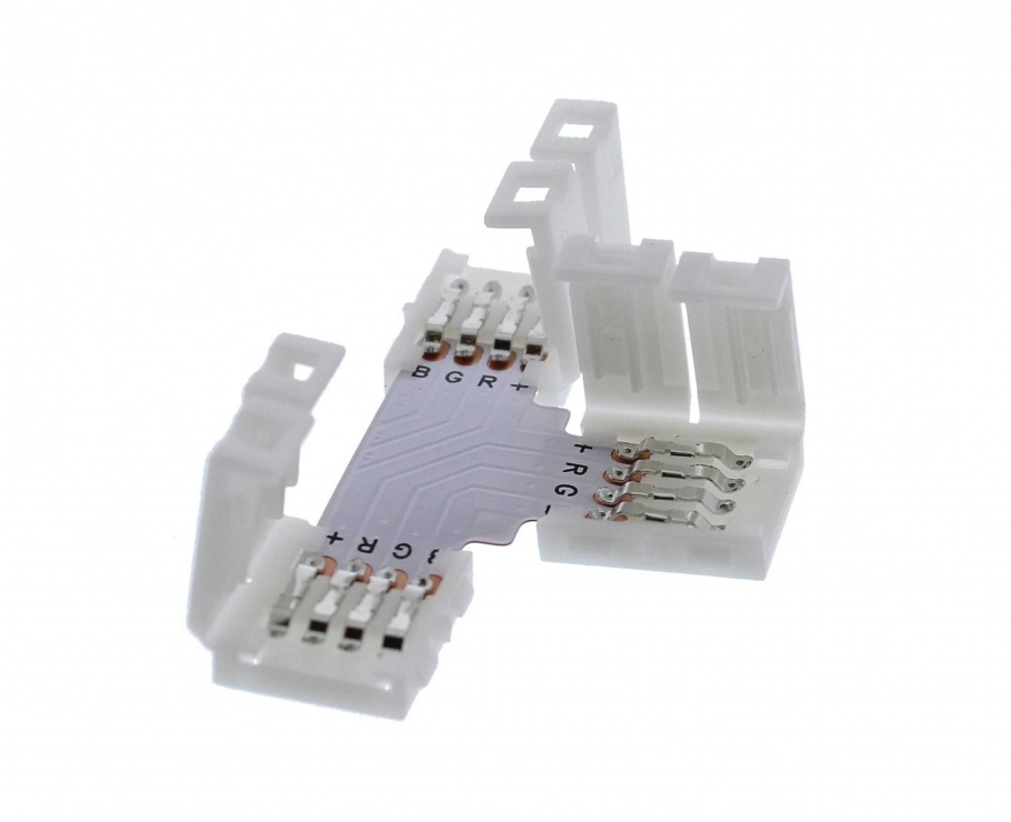 Imagine Set 2 bucati conector banda LED RGB PCB forma T, LEDST-CON-TRGB-WL