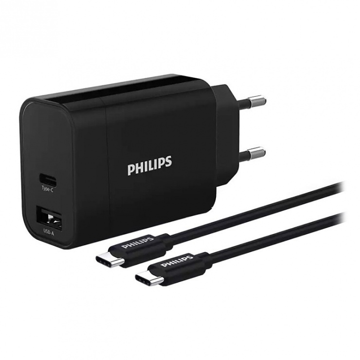 Imagine Incarcator priza 1 x USB-A + 1 x USB-C 30W, Philips PH-DLP2621C/1