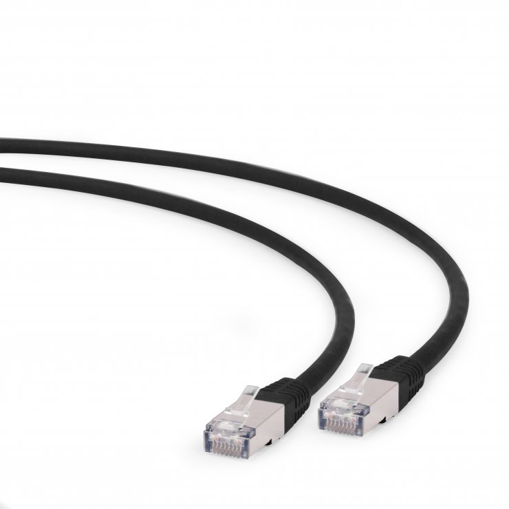 Imagine Cablu de retea RJ45 SFTP cat 6A LSOH 0.25m Negru, Gembird PP6A-LSZHCU-BK-0.25M