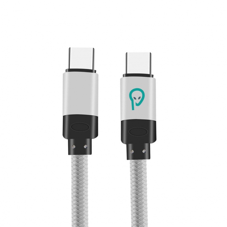 Imagine Cablu USB type C la USB type C T-T 1.8m Silver, Spacer SPDC-TYPEC-TYPEC-BRD-SL-1.8
