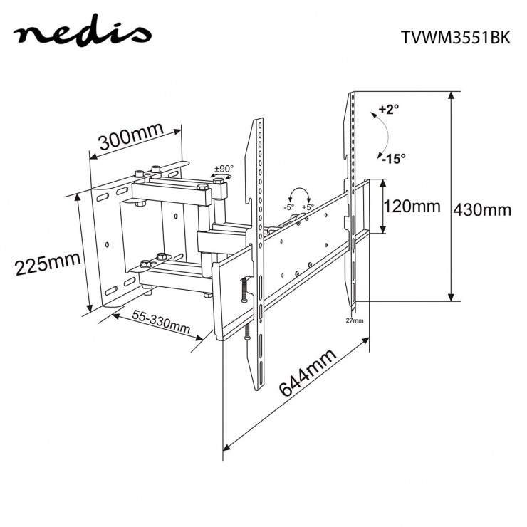 Imagine Suport perete pentru TV 37 - 80" max. 35kg, Nedis TVWM3551BK