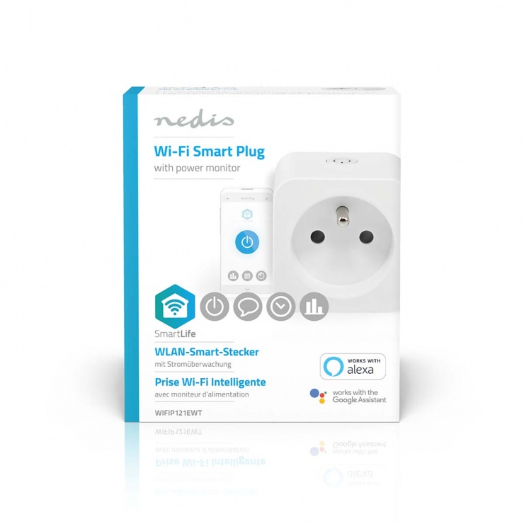Imagine Priza smart WI-Fi cu monitorizarea consumului, Nedis WIFIP120EWT