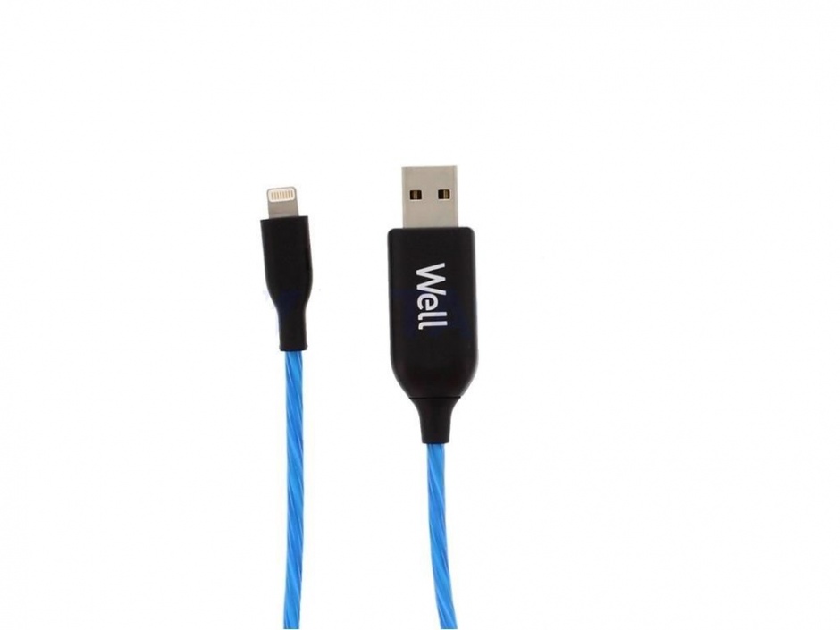 Imagine Cablu USB-A la Apple Lightning 1m Albastru, CABLE-USB/LIGHT-1BE03-WL