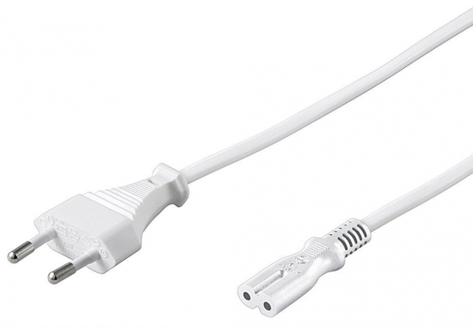 Imagine Cablu alimentare Euro la IEC C7 (casetofon) 2 pini 2m Alb, KPSPM2W