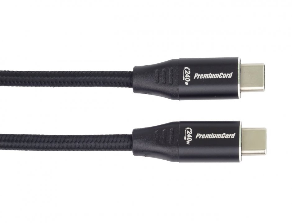 Imagine Cablu USB type C T-T 240W 1.5m brodat Negru, ku31cv15