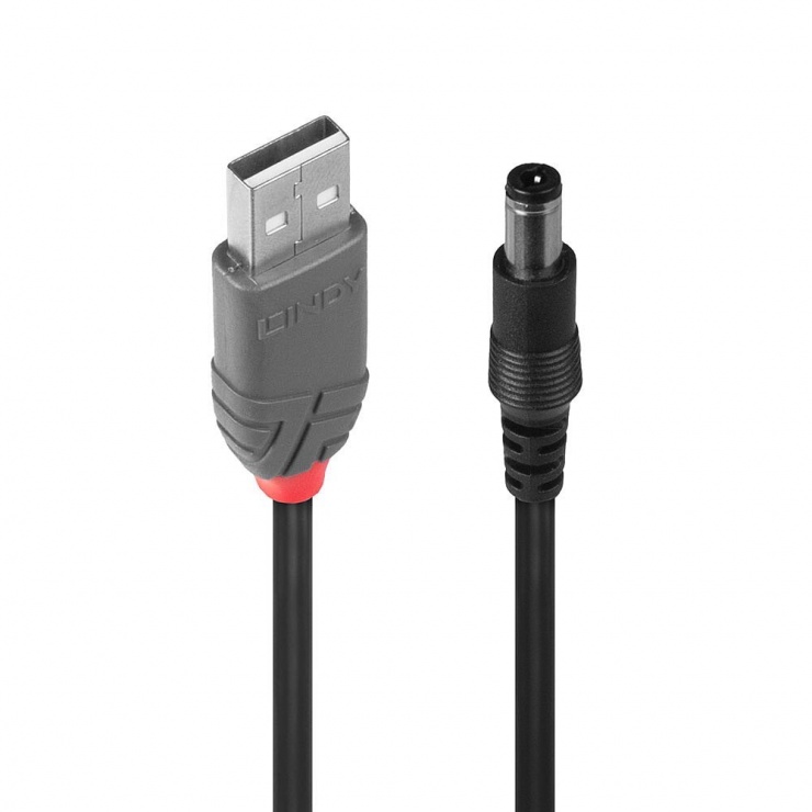 Imagine Cablu de alimentare USB la DC 5.5mm x 2.5mm 1.5m, Lindy L70267