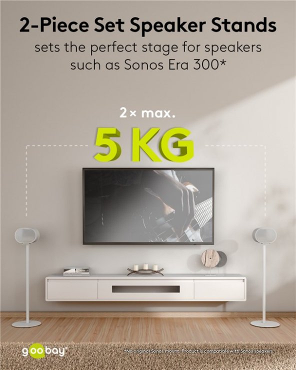 Imagine Set 2 buc suport podea pentru boxe Sonos Era 300 Alb, Goobay G71985