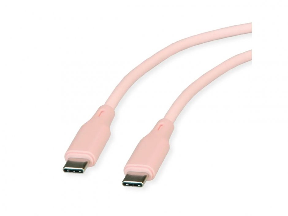 Imagine Cablu USB 2.0 type C T-T 60W silicon 1m Roz, Roline 11.02.9122