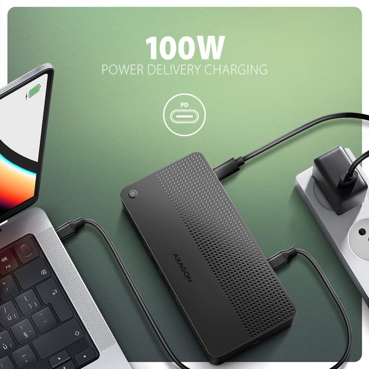 Imagine Docking station USB4 type C la HDMI/Displayport 8K60Hz + 3 x USB-A + 2 x USB-C + Gigabit PD 100W, Axagon HMC-U4