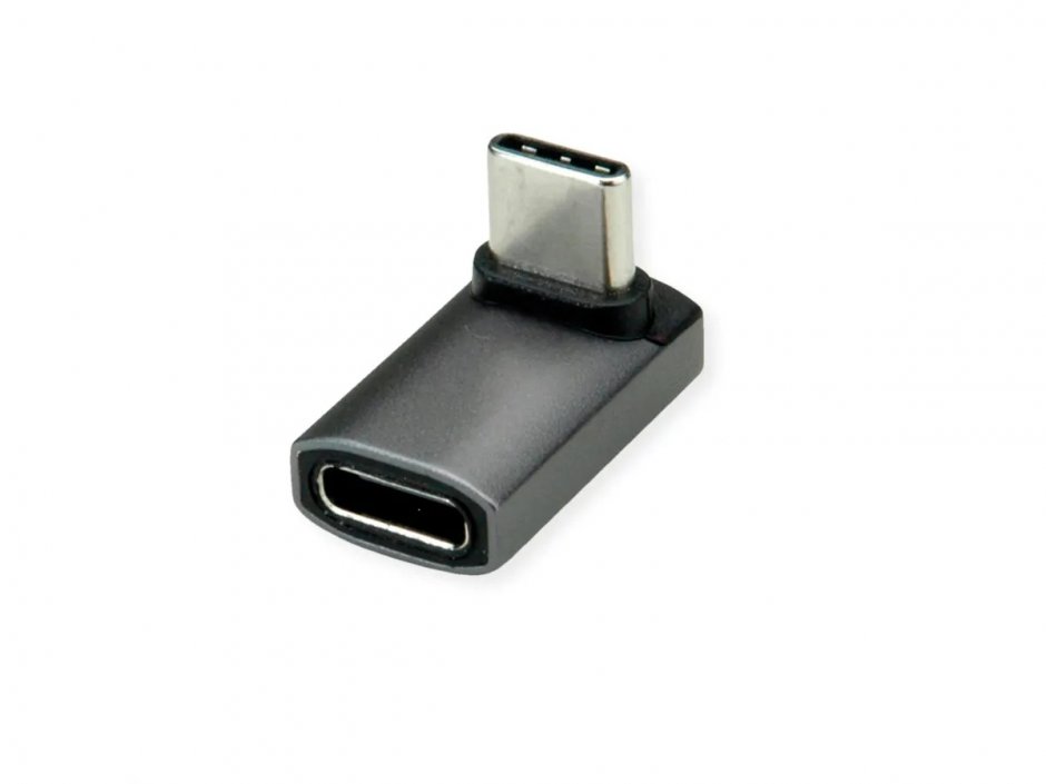 Imagine Adaptor USB 4 type C 240W unghi 90 grade T-M Aluminiu, Roline 12.03.2934