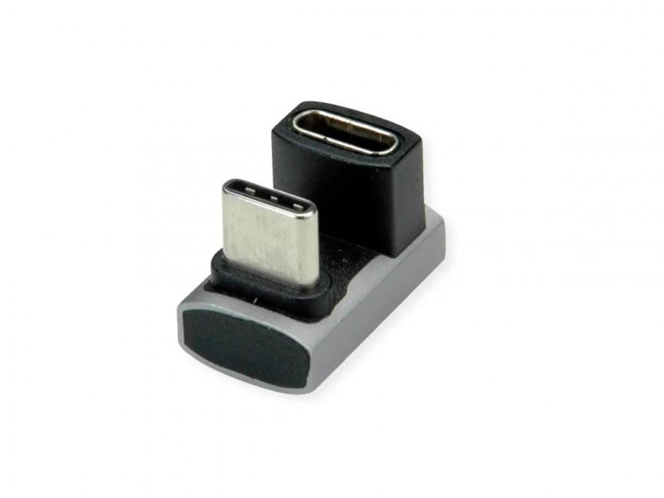 Imagine Adaptor USB 4 type C 240W unghi 360 grade U shape T-M Aluminiu, Roline 12.03.2935