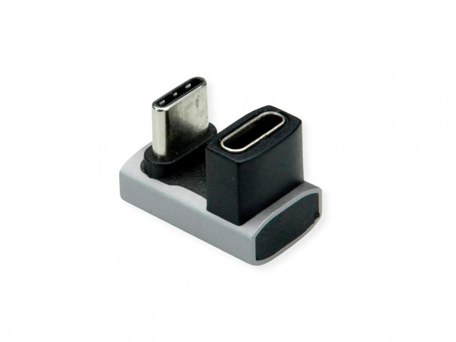 Imagine Adaptor USB 4 type C 240W unghi 360 grade U shape T-M Aluminiu, Roline 12.03.2935