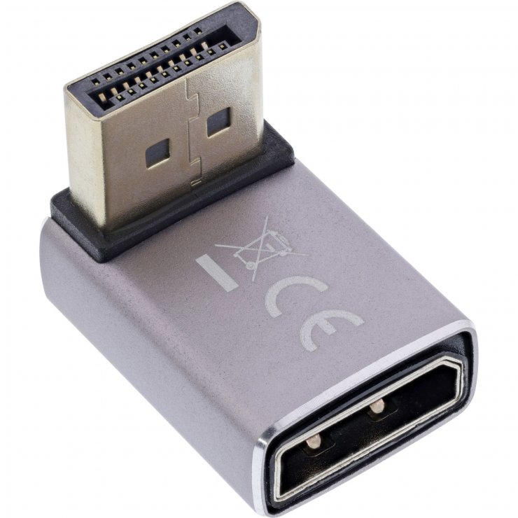 Imagine Adaptor Displayport 8K unghi 90 grade jos T-M, InLine IL17291F