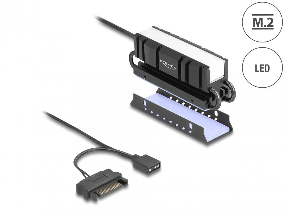 Imagine Radiator pentru SSD M.2 2280 cu RGB LED, Delock 18460