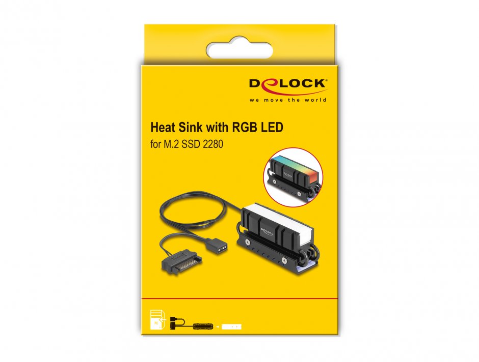 Imagine Radiator pentru SSD M.2 2280 cu RGB LED, Delock 18460