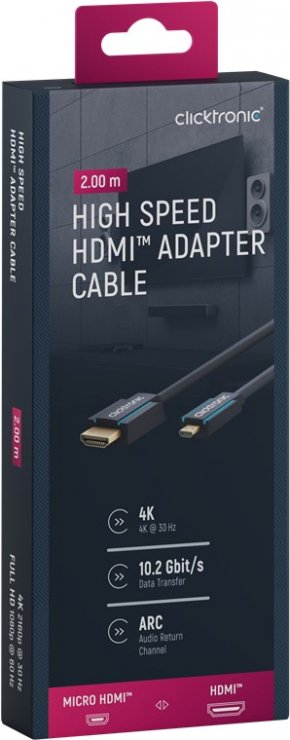 Imagine Cablu HDMI la micro HDMI-D 4K60Hz T-T 2m, Clicktronic CLICK70328